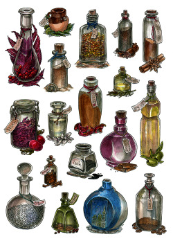 awitcheveryotherday:  Bottles - watercolor by JuliaTar  