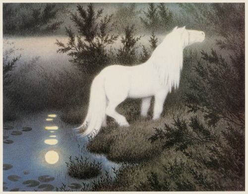 geritsel: Theodor Kittelsen - Nøkken Som Hvit Hest (The Nix As a Brook Horse), 1909