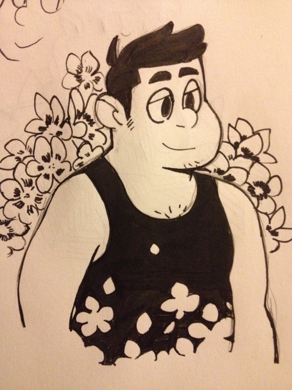 genchiart:  Trying to practice my line work for Inktober.  Day 1: Hamilton with flowers