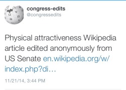 marvelificent:  Some of the best tweets by @congressedits, a bot that logs all of the wikipedia revisions made by IP addresses in the US congress.