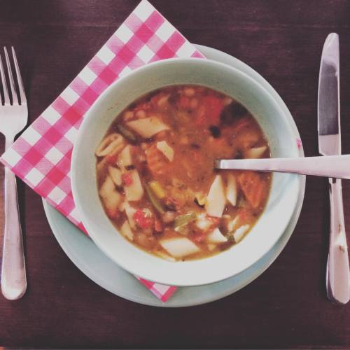 Lunch at work! #lunch #soep #minestrone #soep #work #cooking #happy #full #perfect #amsterdam #salad