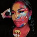 too-hot-to-hoot:Bodypaint by Diné makeup artist Tabby. The red handprint over the