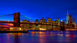 NYC sparkles during frigid twilight.