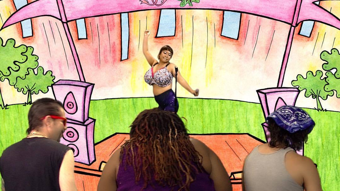 Finishing up the background art for @pchan030 performance in #breastaround - sign