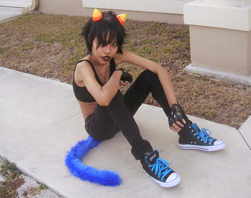 playbunny:  are mew looking for a fight, punk? :33- - -me as humanstuck!nepeta, wore horns as my aesthetic preference ! leftover shots 