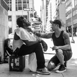 instagram:  #BeAwesomeToSomebody: Haircuts for the Homeless with @markbustos  November 13 is World Kindness Day. Explore the #WorldKindnessDay hashtag for more inspiration, and follow @markbustos on Instagram.  It takes a lot to stop a New Yorker en route
