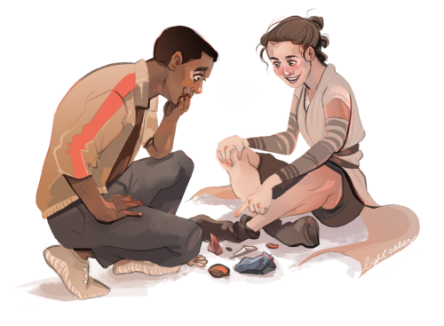 fanruodan: inspired by that one post about rey collecting pretty rocks while training and then bring