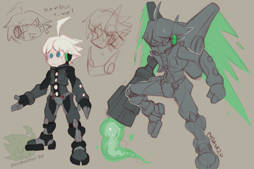 After chatting with a friend on discord about reploids, whipped up a crossover concept of Keebo as a