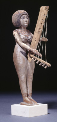 mini-girlz:  Painted wooden figure of a female harpist  Late Period (664-332 BC)  via &gt; tate.org.uk  