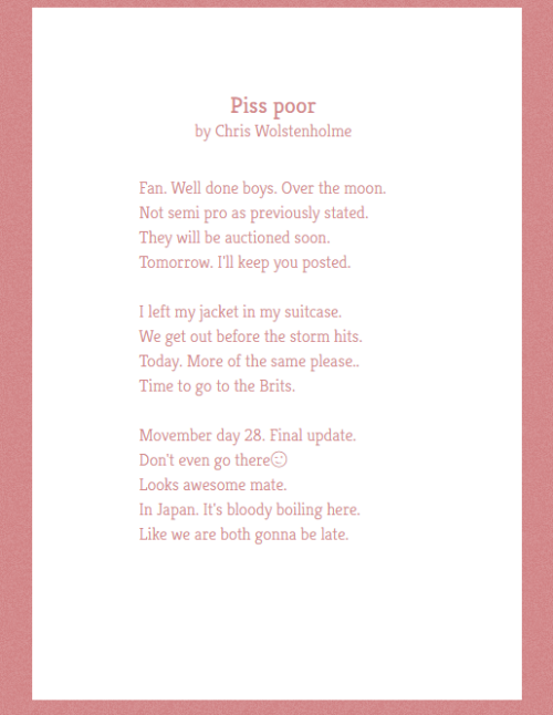 poetweet: takes your tweets completely out of context and turns them into beautiful poetry