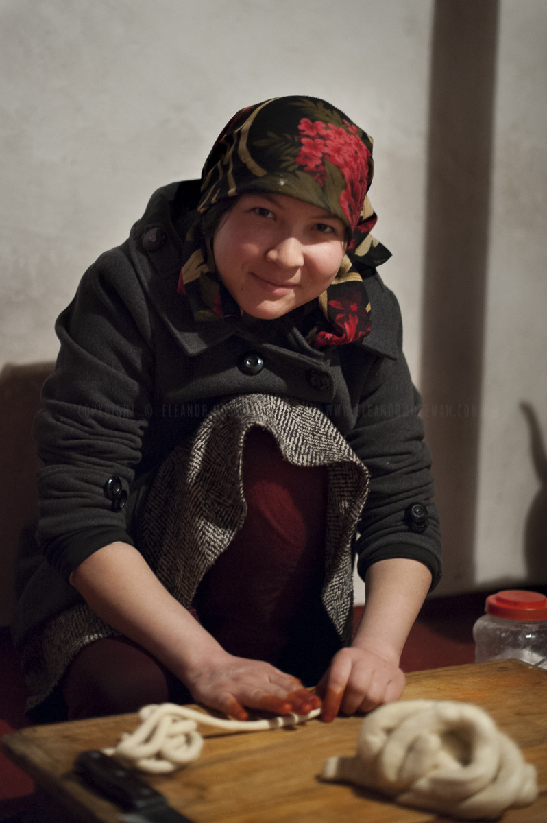 Young Uyghur Girl Preparing Noodles for Dinner, Kashgar 2012