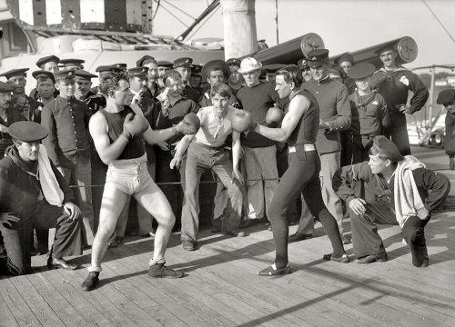 historicaltimes:Boxing Match Aboard The U.S.S. New York, July 3, 1899 via reddit