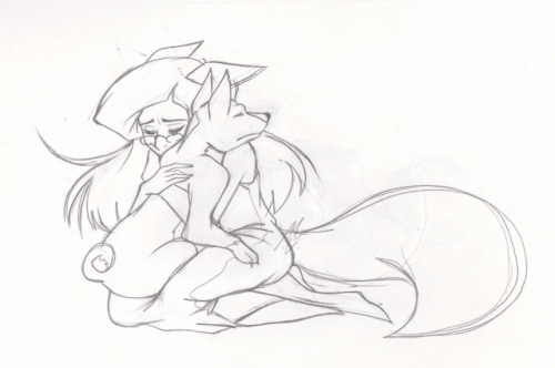 89wfox: just some sketches I did in the pass few days. the first one is my last hug for Benji and th