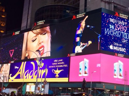 thislovecamebacktome:1989 World Tour LIVE banner in Times Square in NYC! (x)