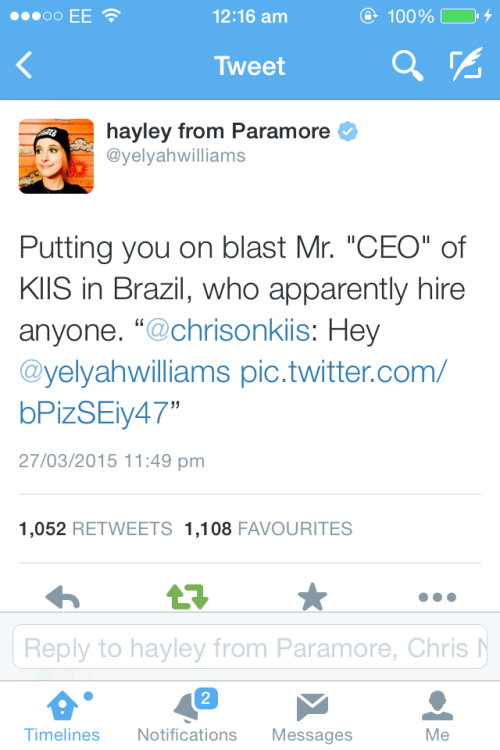 officialtayley: This is what the guy tweeted Hayley and how she calmly responded. She calls him out 