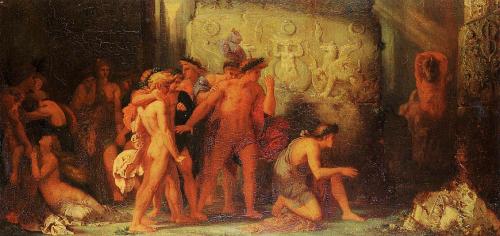 Athenians Given to the Minotaur in the Cretan Labyrinth by Gustave Moreau1855oil on canvasMusee de B