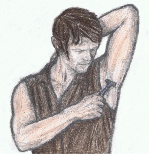 Daryl shaving his armpit