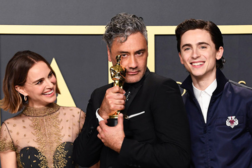 oscar-isaac: Natalie Portman, Taika Waititi and Timothée Chalamet at the 92nd Annual Academy Awards 