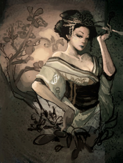 pidgeonsandpeeps:  Geisha by Langewong