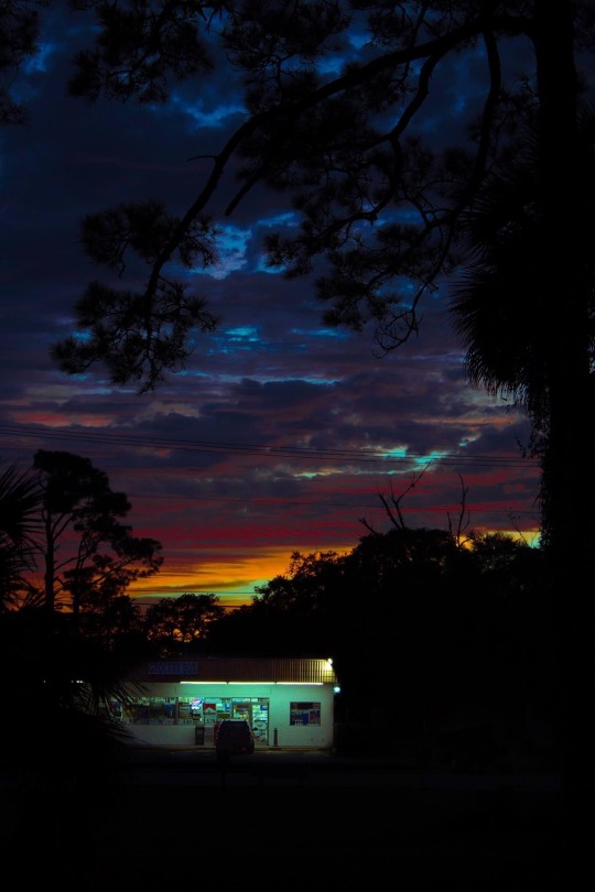 sigynpenniman:  huffylemon: “Sunset over the Grocery Box,” by me. The view from my father’s front yard in January 2014.