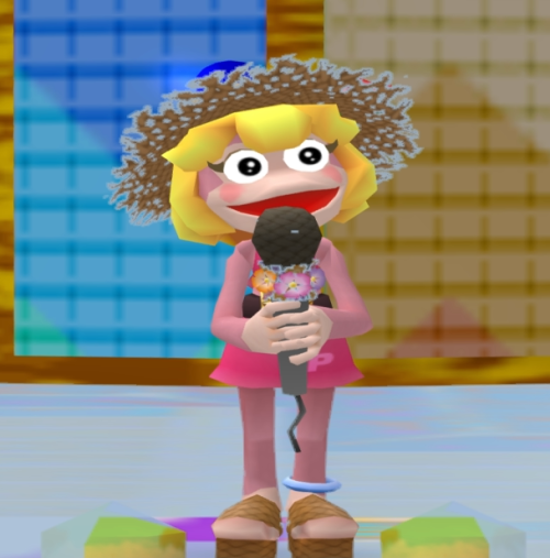 argh why is her hat and microphone glitched