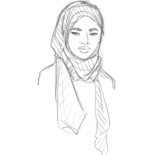 kelseydoesart:A very very sketchy pencil animation of a hijab look I found on hoodjab‘s instag