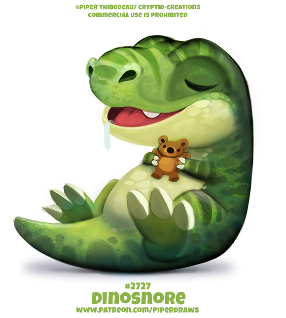 #2727. Dinosnore - Word PlayThe “Dragon Draw” tutorial book is now available at  amzn.to/2Gx099L
Prints for sale: https://www.cryptidcreations.com/store/
For full res WIPs, art, videos and more: https://www.patreon.com/piperdraws
Twitter • Facebook •...