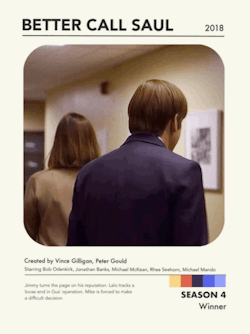 toomanyvocals:BETTER CALL SAUL   SEASON 4Created by Vince Gilligan & Peter Gould. Design from here.