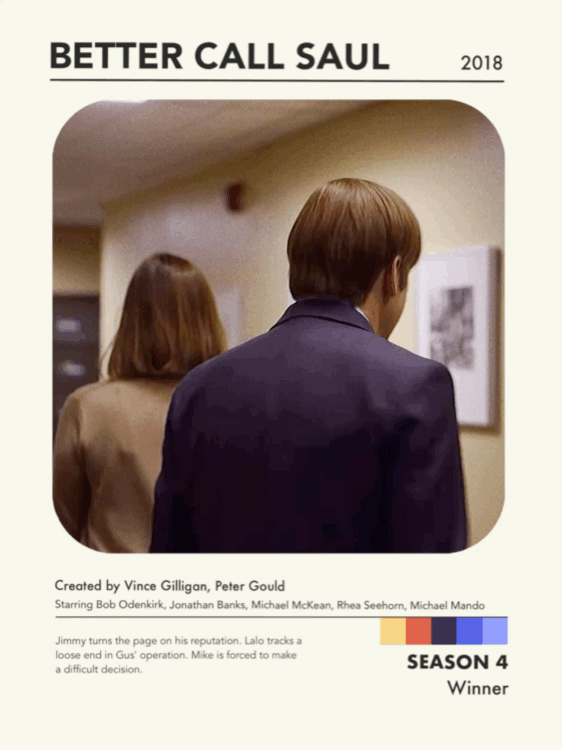 toomanyvocals:BETTER CALL SAUL   SEASON 4Created by Vince Gilligan & Peter Gould. Design from here.