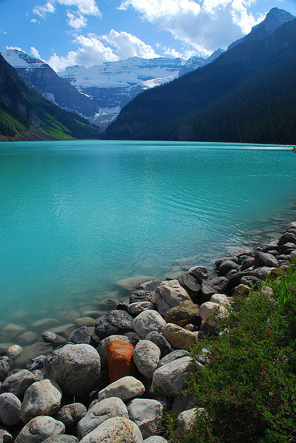 youshouldstopwatchingtv:  On the shores of Lake Louise in Banff National Park, Canada