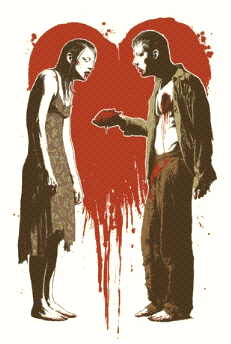 threadless:“Zombie Romance&ldquo; by Yannick Bouchard (GIF by nyenyerejunior)Tear your heart out and give it to the one you love… It’s Valentine’s Day!