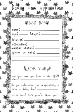 little-puisin:  So I thought I’d make a cute little daddy-dom application on photoshop! Anyone is welcome to use it! I found the graphics and images on google and some of the questions are just from googling around &lt;3I’m sure there’s loads more