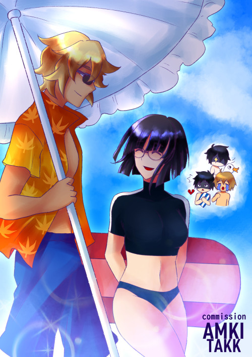 Anri and Shizuo having a nice chat at the beach~Commission for AnnieSchoolie on Twitter =)