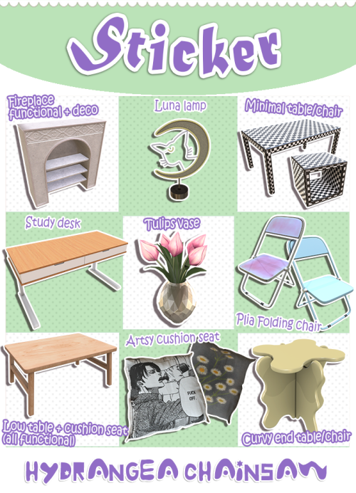 hydrangeachainsaw:꧁Sticker Set - Early Access꧂ general Info~ 15 decorative and functional objects mo