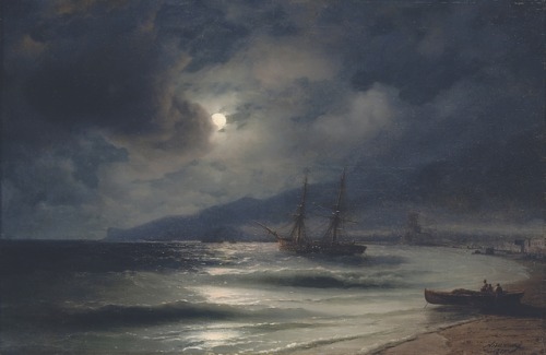 laclefdescoeurs: On the coast at night, 1875, Ivan Konstantinovich Aivazovsky