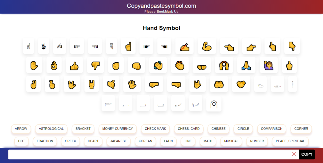 Get Hand Symbol Copy And Paste
