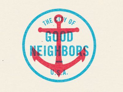 The City of Good Neighbors USA - Badge Design and Stamp Effect ...