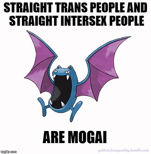 Equality Golbat: Straight trans people and straight intersex people are MOGAI.Cis intersex people ar