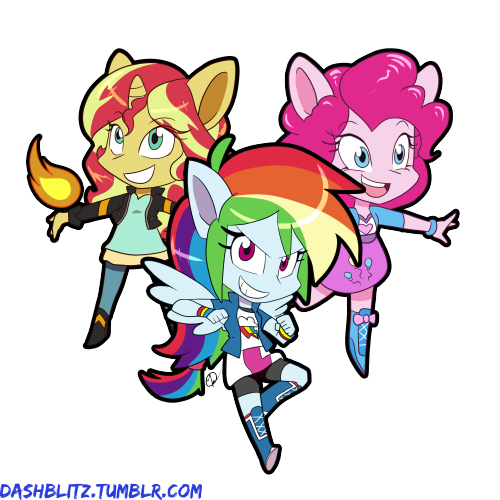 dashblitz:  First Batch of “Pony Up!” are up! Rainbow Dash Sunset Shimmer Pink