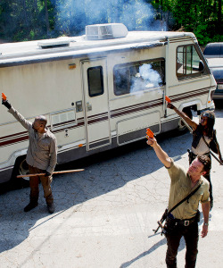 dailytwdcast:  Rick,Michonne and Morgan in