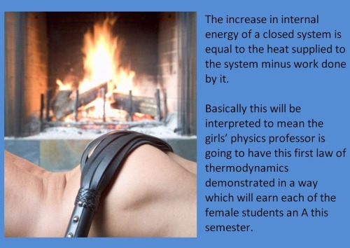 The increase in internal energy of a closed system is equal to the heat supplied to the system minus work done by it.Basically this will be interpreted to mean the girls’ physics professor is going to have this first law of thermodynamics demonstrated