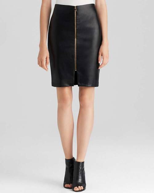 Karen Kane Faux Leather Front Skirt