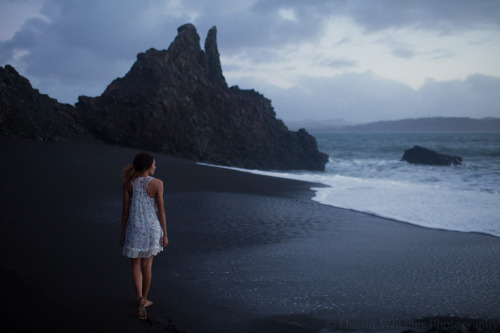 black sand beach