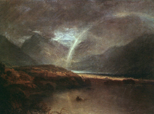artist-turner: Buttermere Lake, a Shower, 1798, William TurnerMedium: oil,canvas