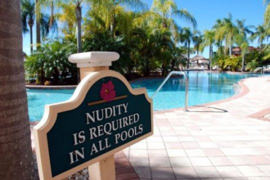 A wonderful sign: you should not wear any clothes!