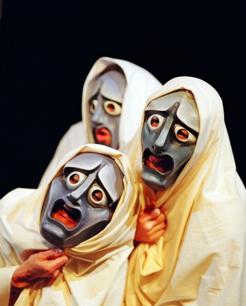 Greek chorus masks by Alyssa Ravenwood.