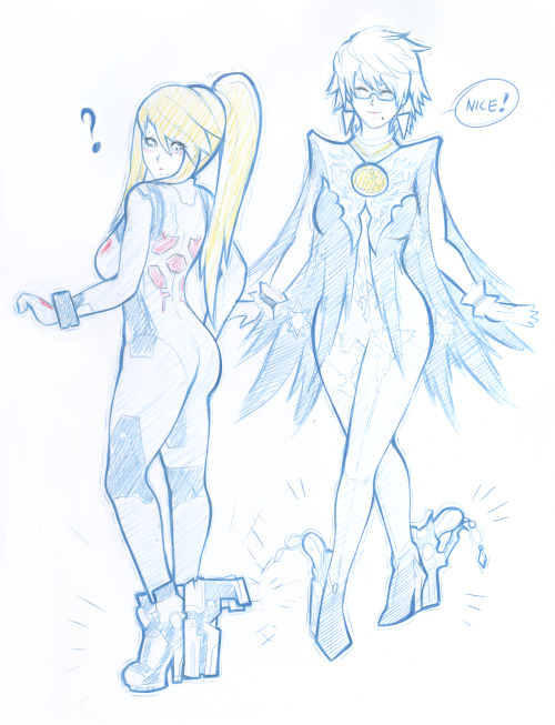 tabletorgy:  tabletorgy:  Samus and Baynonetta because some of you requested Samus’ booty and both of them together! yeah you probably wanted to see some smut… btw someone should draw a Samus/Bayonetta FusionThey even have the same beauty spot!  VERY