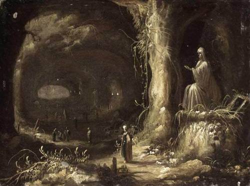 doshmanziari: Strange, moody paintings of imaginary grottos and caves by Rombout van Troyen (c 
