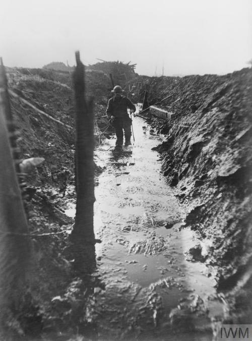 thisdayinwwi:Jan 25 1918 Knee-deep in slimy mud in the communications trench in an exposed front lin