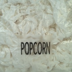 autobaby:&ldquo;POPCORN&rdquo; Cherry Zhang 2014 Collected used tissues during period of sickness in a clear plastic zip lock bag, labeled “popcorn”. No direct meaning except visual appearance. Grossness of mucus juxtaposes the temptation of popcorn.